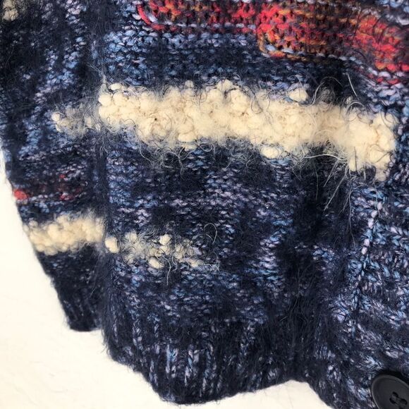 DEX soft fuzzy blue stripe cardigan knit sweater - Picture 4 of 9